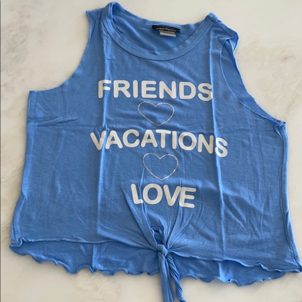 Miss Popular Girls Blue Graphic Tank-Size 6X